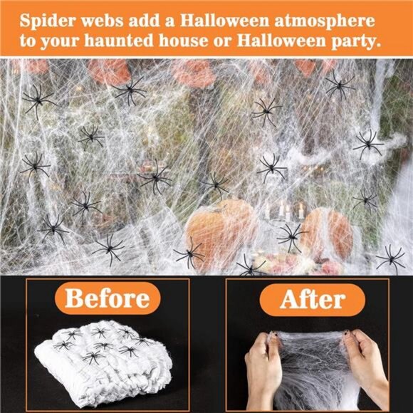 950 sqft Spider Webs Halloween-Decorations Halloween Spider Web Cobwebs - Picture 7 of 8